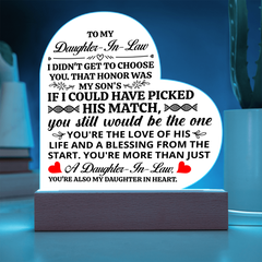 To My Daughter-in-Law Honor – Acrylic Heart Plaque